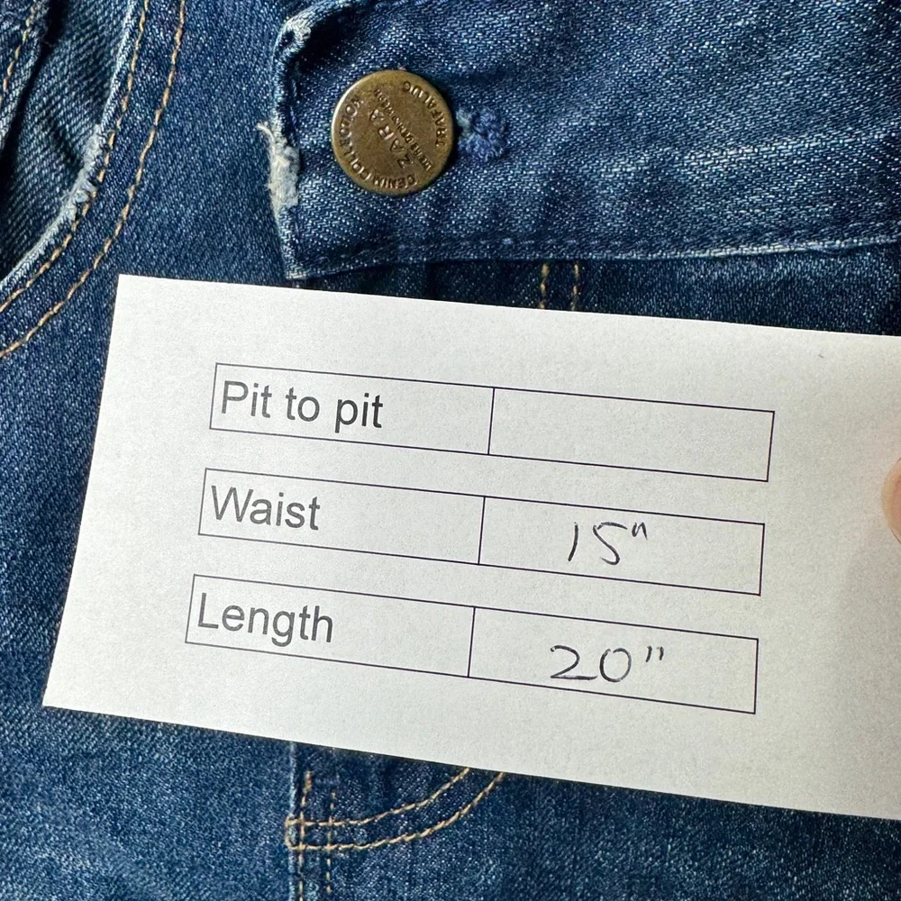 Zara Distressed Asymmetrical Waist Denim Mini Skirt Blue - Picture 10 of 10